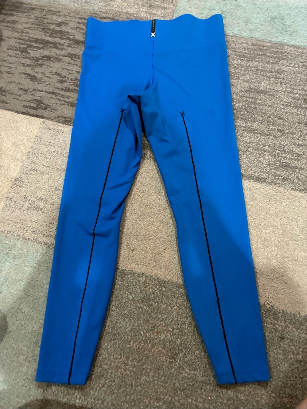 Savage X Fenty Electric Blue High-Waist Leggings with Black Piping